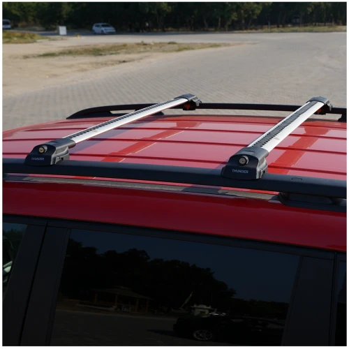 Bagażnik na relingi Thunder TRX1 102 cm, srebrny, TRX1 102-102 – ujęcie 4 - Sklep motozebra