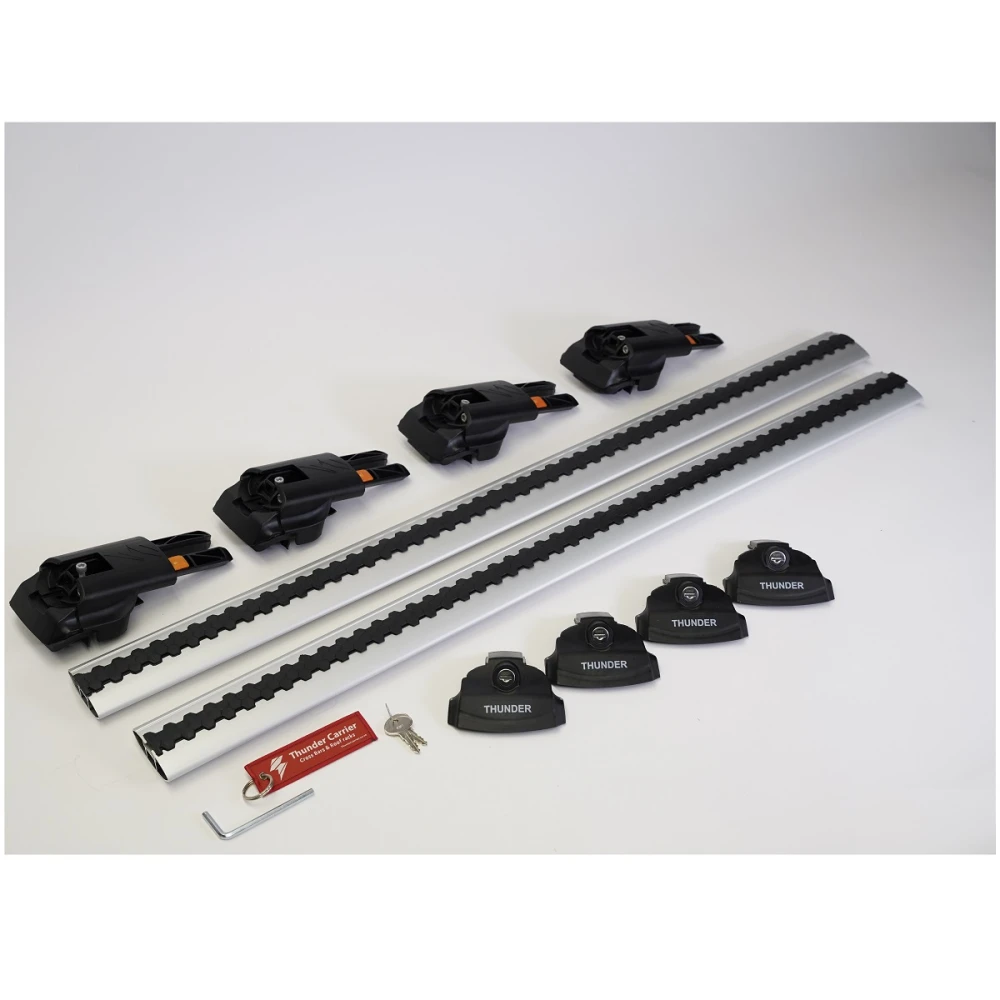Bagażnik na relingi Thunder TRX1 110/116 cm, srebrny, TRX1 110-116 – ujęcie 3 - Sklep motozebra