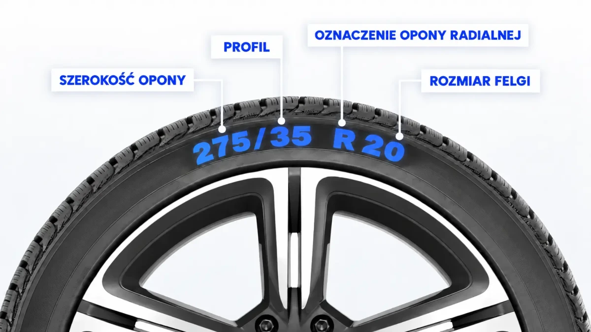 Infografika: jak odczytać rozmiar opony 275/35 R20 — szerokość opony, profil, oznaczenie opony radialnej i - Sklep motozebra