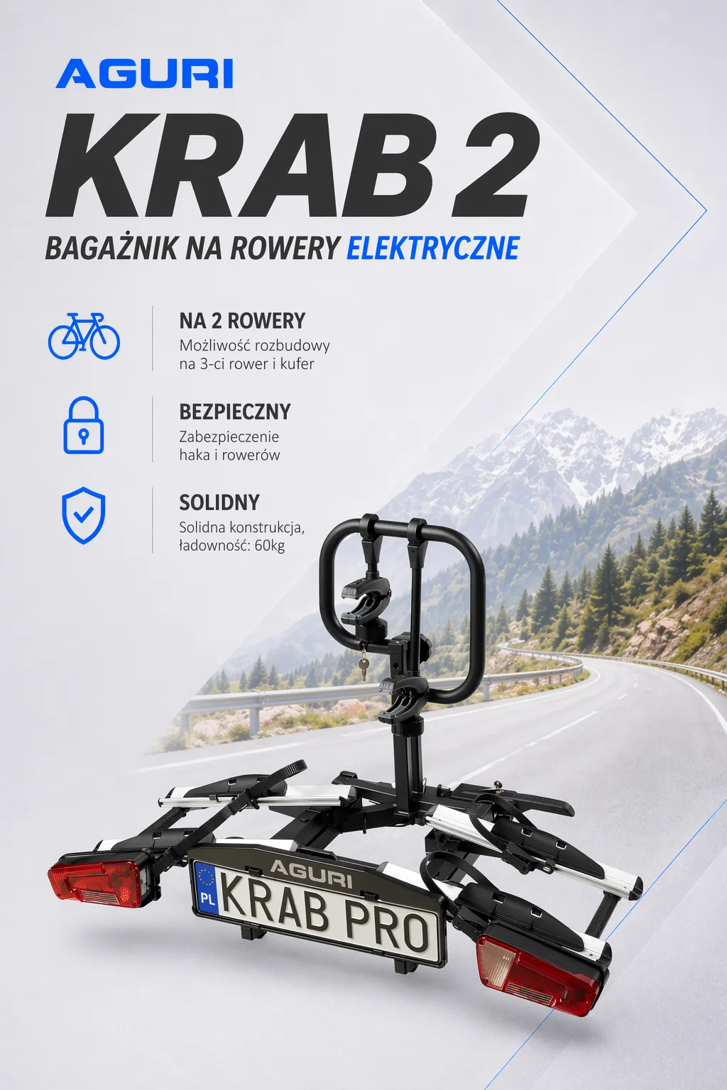 Reklama banerowa bagaznika na hak marki Aguri model KRAB