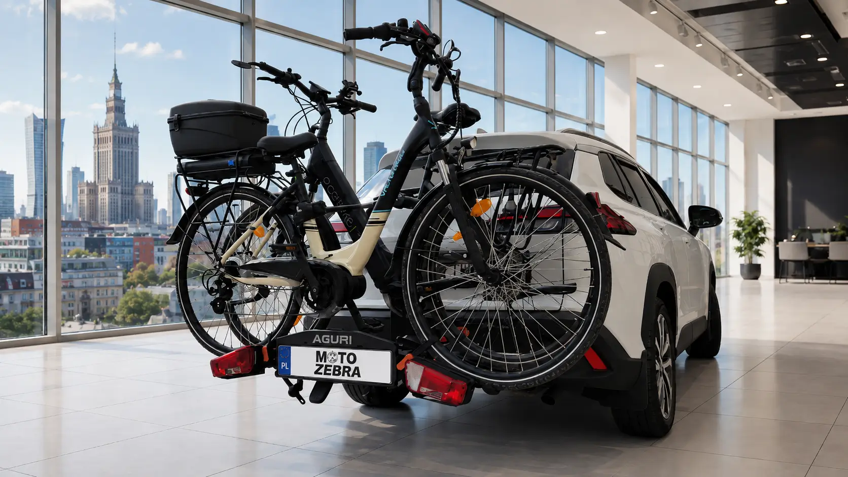 Nasze realizacje – bagażnik rowerowy na haku na aucie klienta motozebra