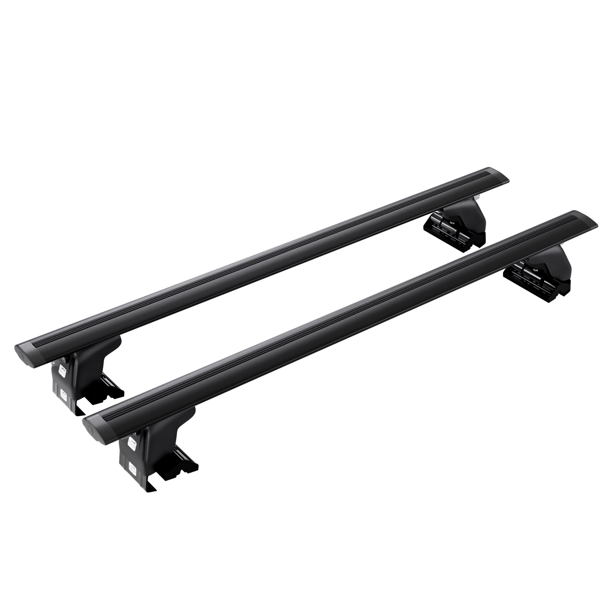 Bagażnik bazowy AMOS Dromader D1 Dynamic Black 1,4 m — komplet czarnych belek aero, widok pod kątem