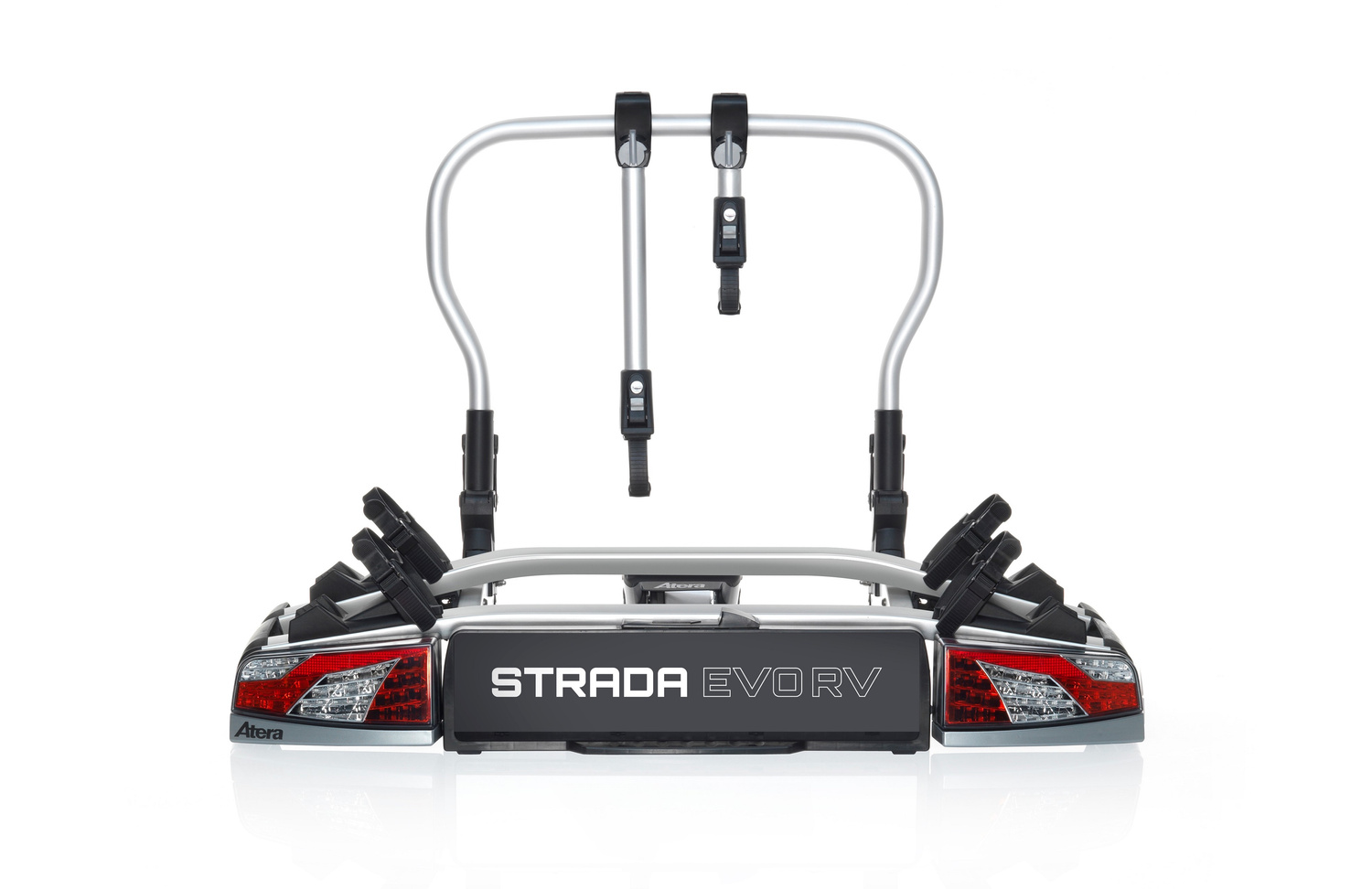 Atera Strada EVO RV 2 – widok od przodu z wysokim pałąkiem na 2 rowery