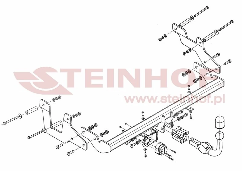 Hak holowniczy Steinhof Renault Express / Dacia Dokker — kula wypinana poziomo (typ H)