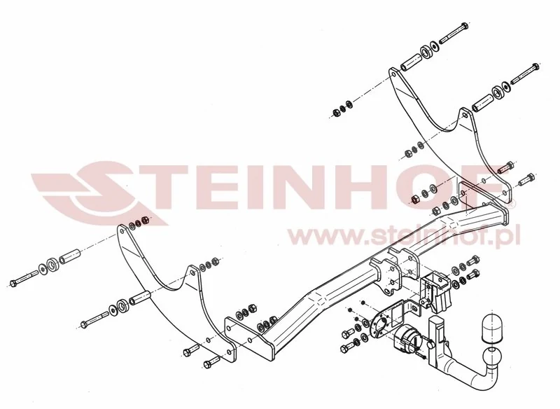 Hak holowniczy Steinhof Dacia Logan 2013–2020 — kula wypinana pionowo (typ V)