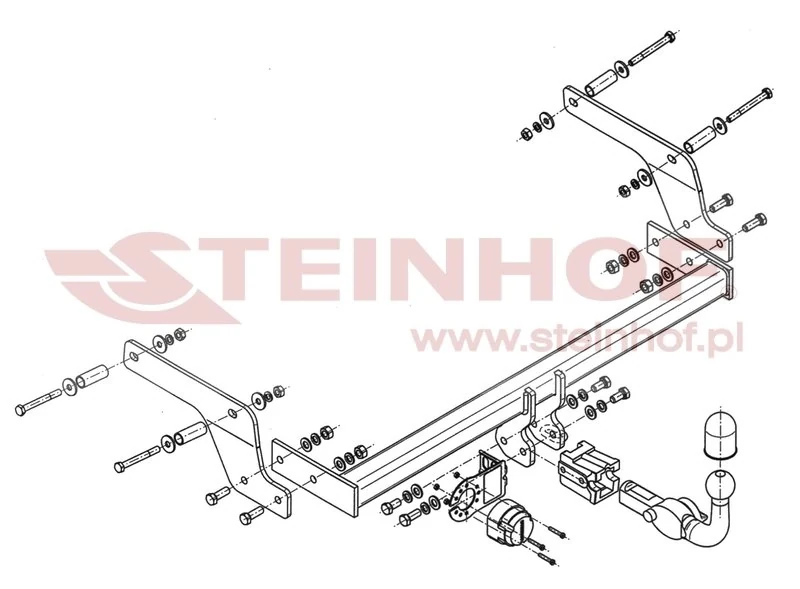 Hak holowniczy Steinhof Dacia Sandero 2013–2020 — kula wypinana poziomo (typ H), 1200 kg