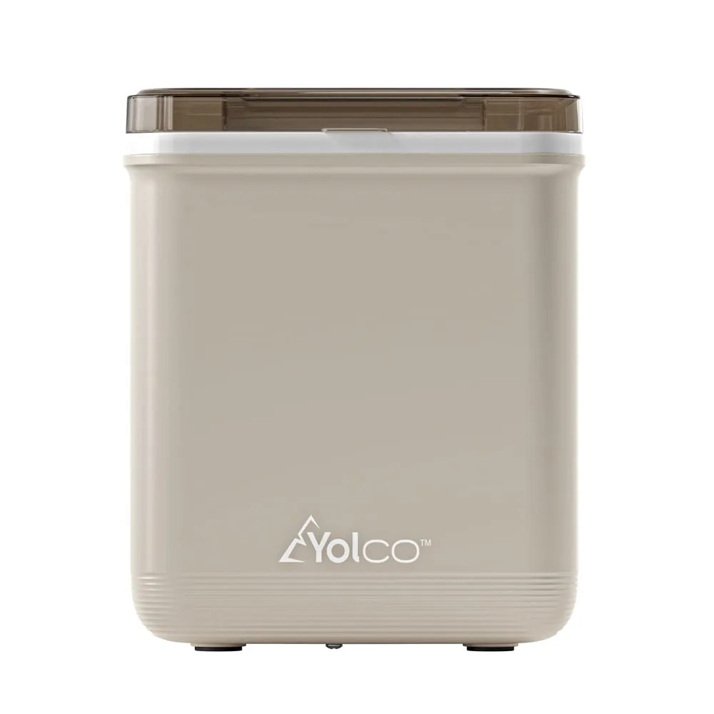 Kostkarka do lodu Yolco ICM1 Cream — widok z przodu z logo Yolco