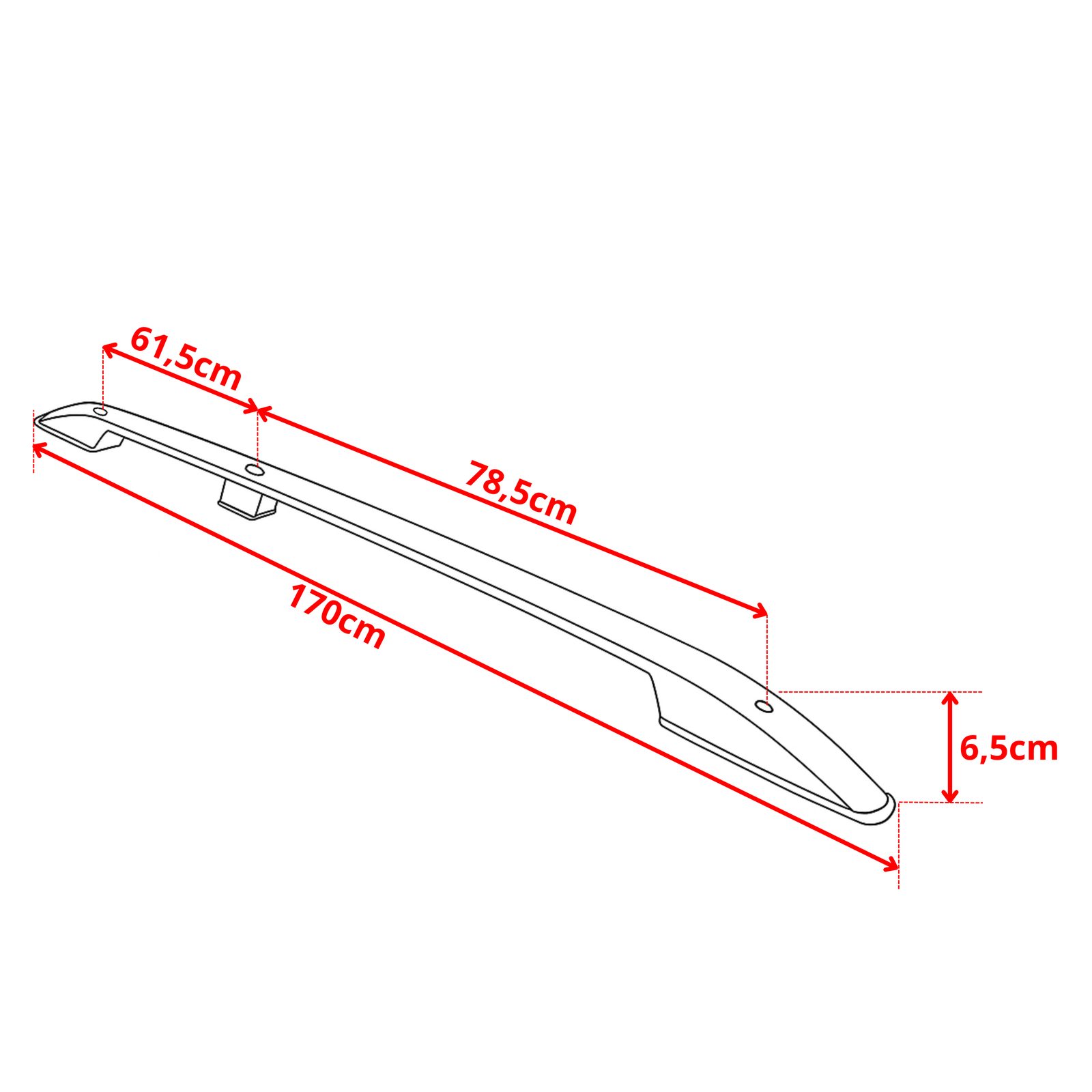Relingi dachowe 5K Parts — rysunek wymiarów (A/B/C)