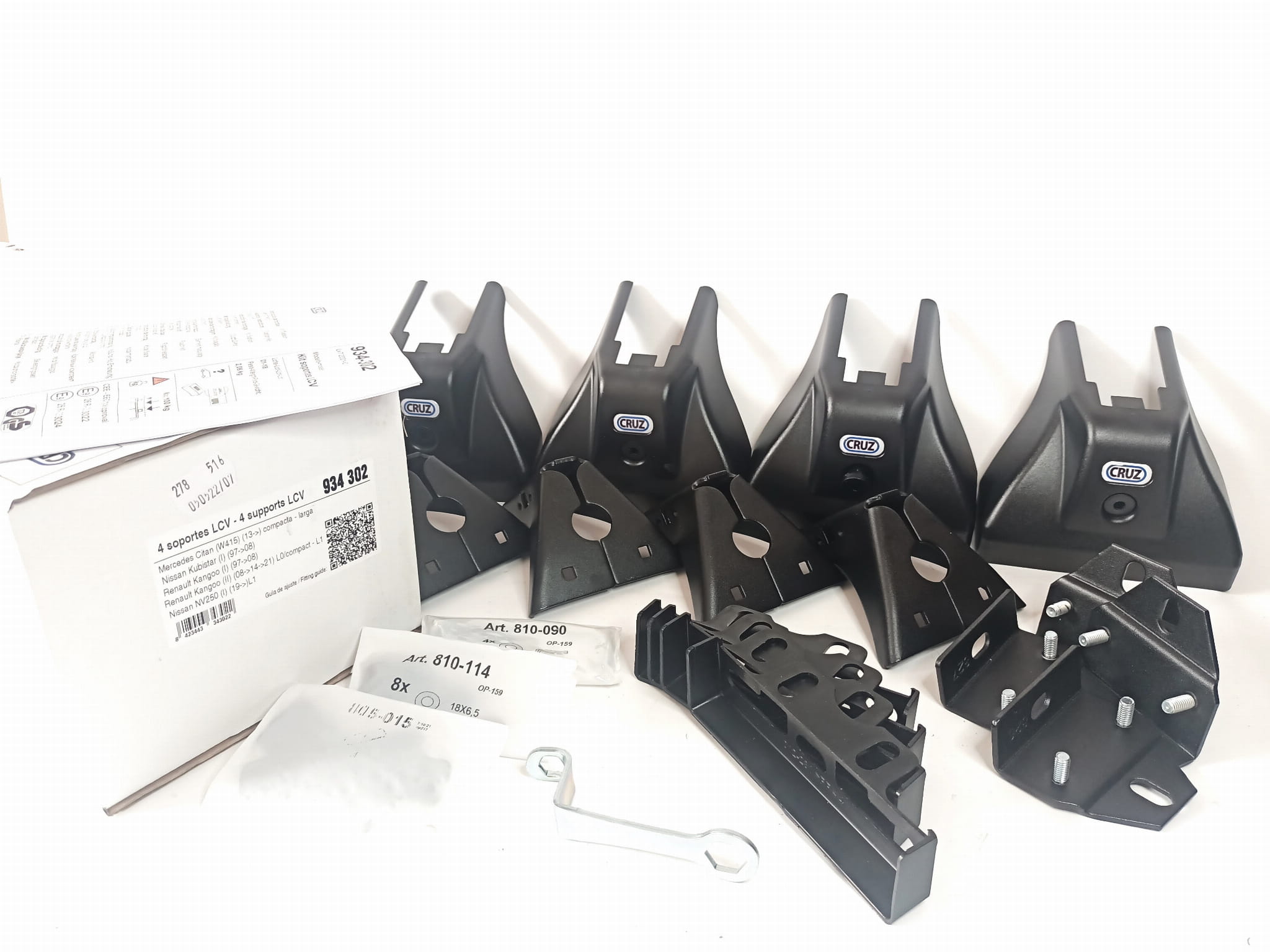 Bagażnik dachowy CRUZ 925-101 + kit 934-302 — Renault Kangoo I (1997-2008), Renault Kangoo II L1 Van (2008-2021), Renault Kangoo II L0 3-d Compact (2010-2021) i 1 inne — zastosowanie