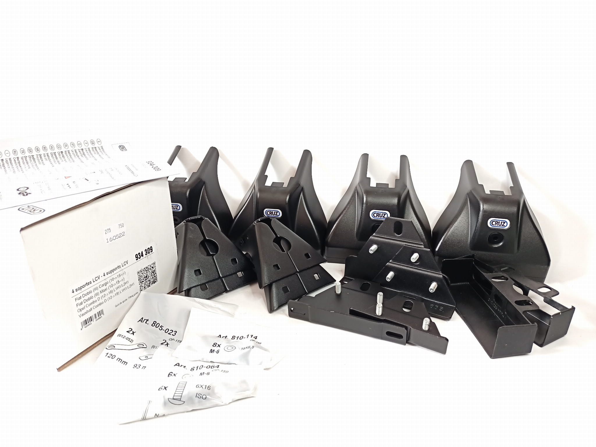 Bagażnik dachowy CRUZ 925-090 + kit 934-309 — Opel Combo D (2012-2018), Fiat Doblo II Maxi , III Maxi (2010-2022) — zastosowanie