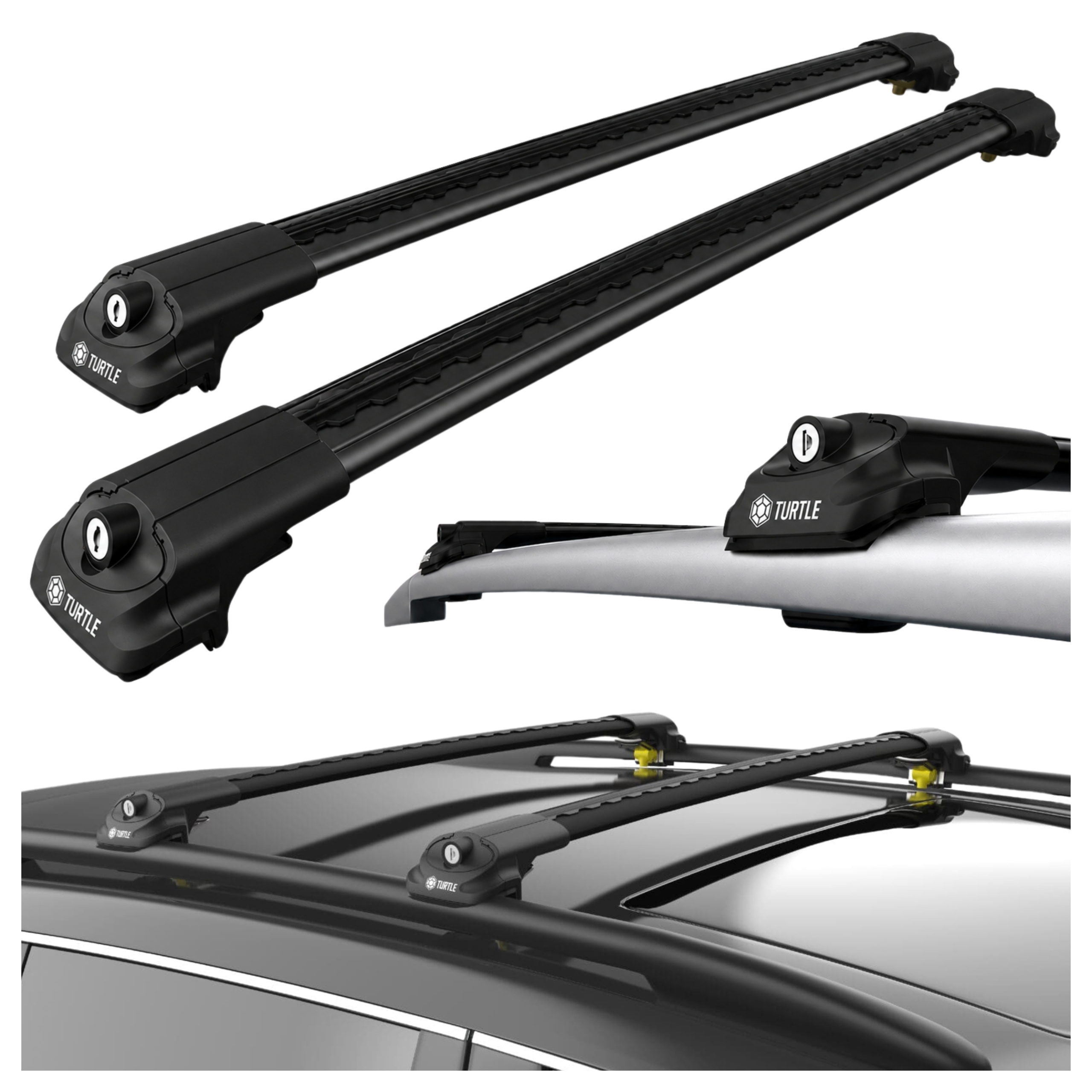 Bagażnik na relingi Turtle Air-1 102 cm, czarny, T/MC01002-0202B