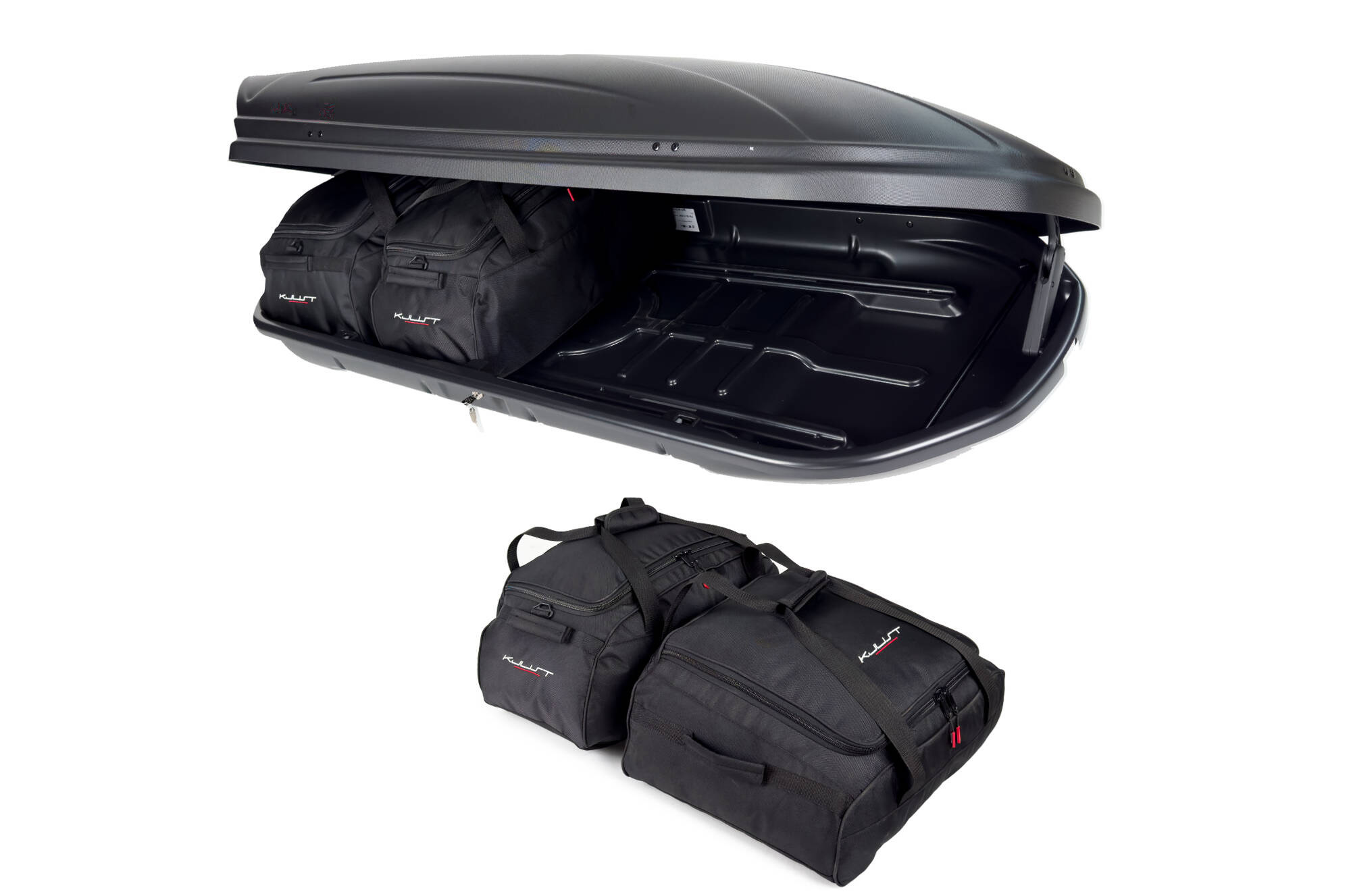 Torby KJUST do boksu dachowego Menabo Mania 460 — komplet toreb