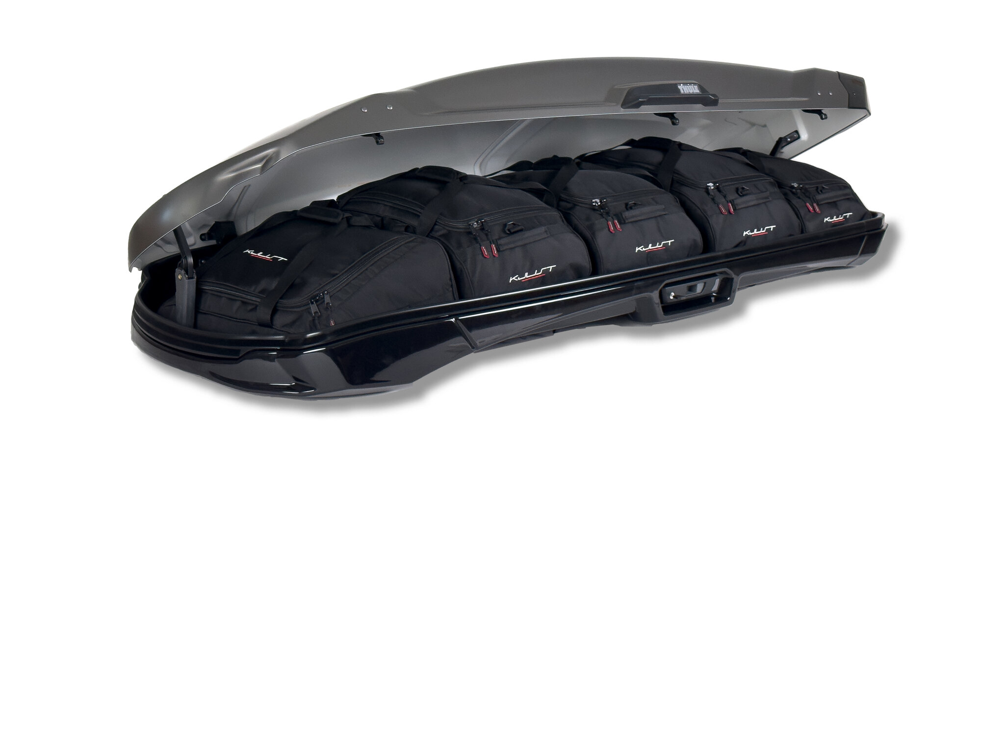 Torby KJUST do boksu dachowego Thule Vector Alpine — torby ułożone w boksie