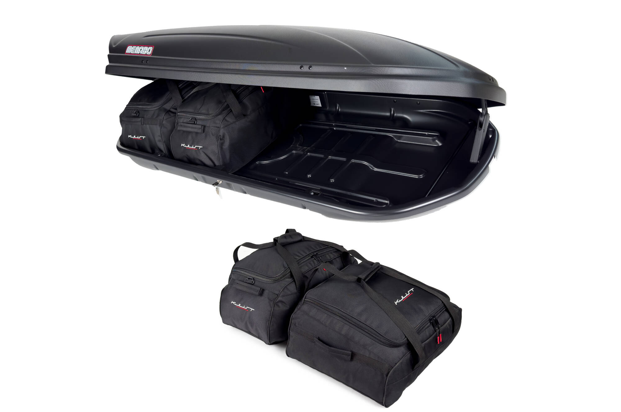 Torby KJUST do boksu dachowego Menabo Marathon 460 — komplet toreb