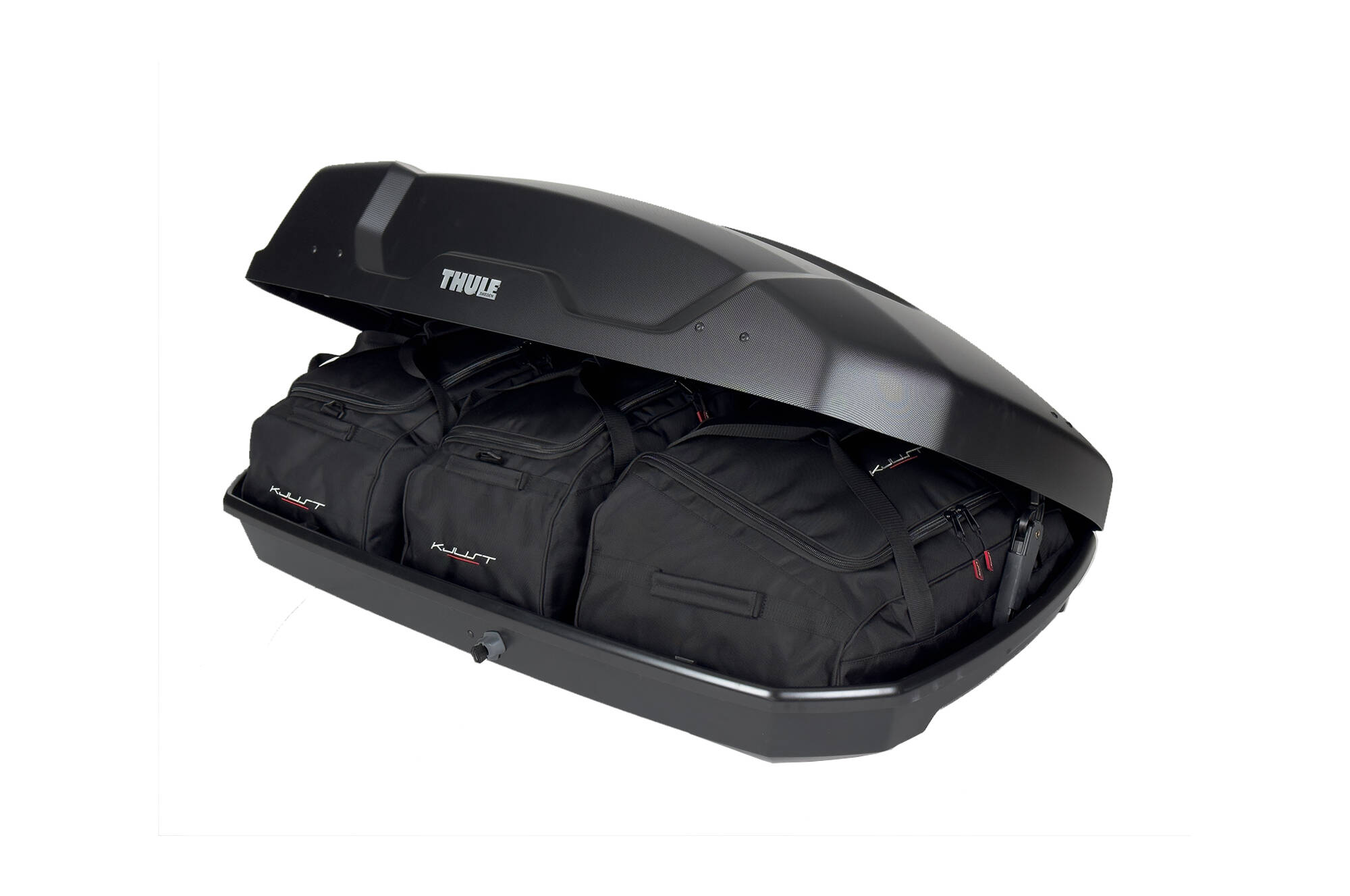 Torby KJUST do boksu dachowego Thule Force XT S — torby ułożone w boksie