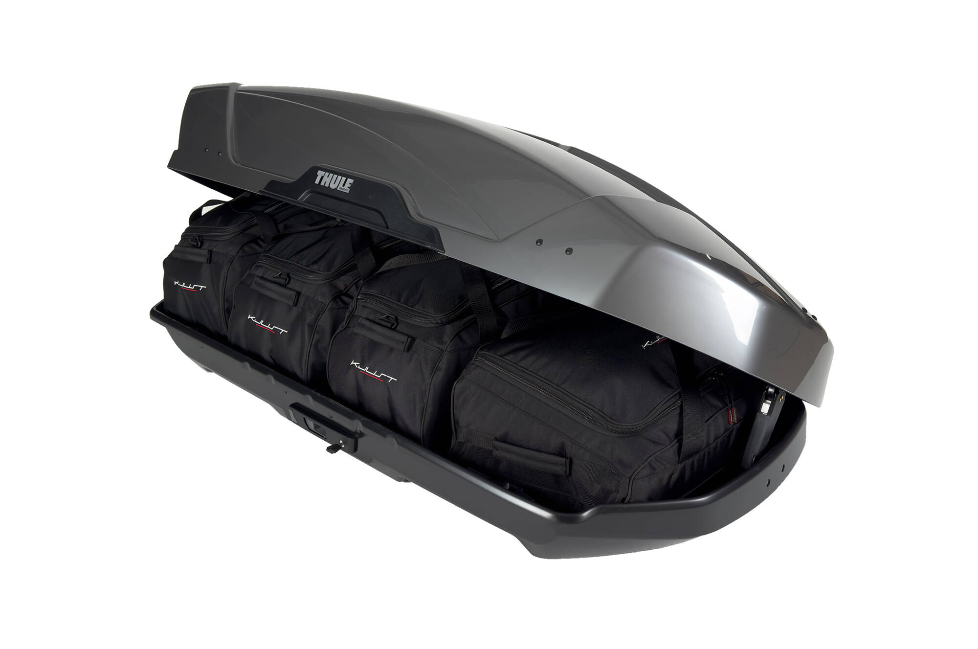 Torby KJUST do boksu dachowego Thule Motion XT M — torby ułożone w boksie