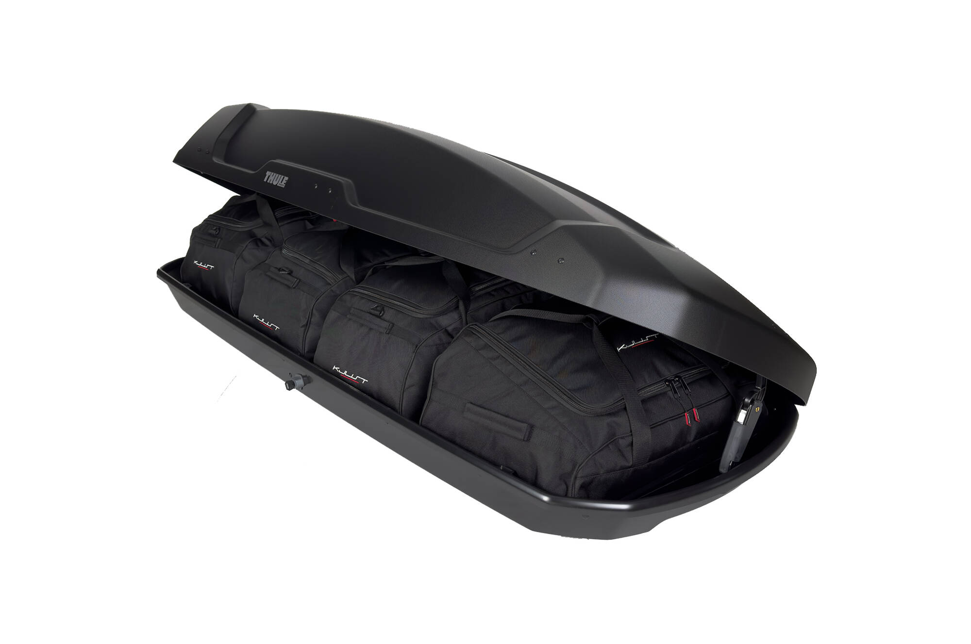 Torby KJUST do boksu dachowego Thule Force XT XL — torby ułożone w boksie