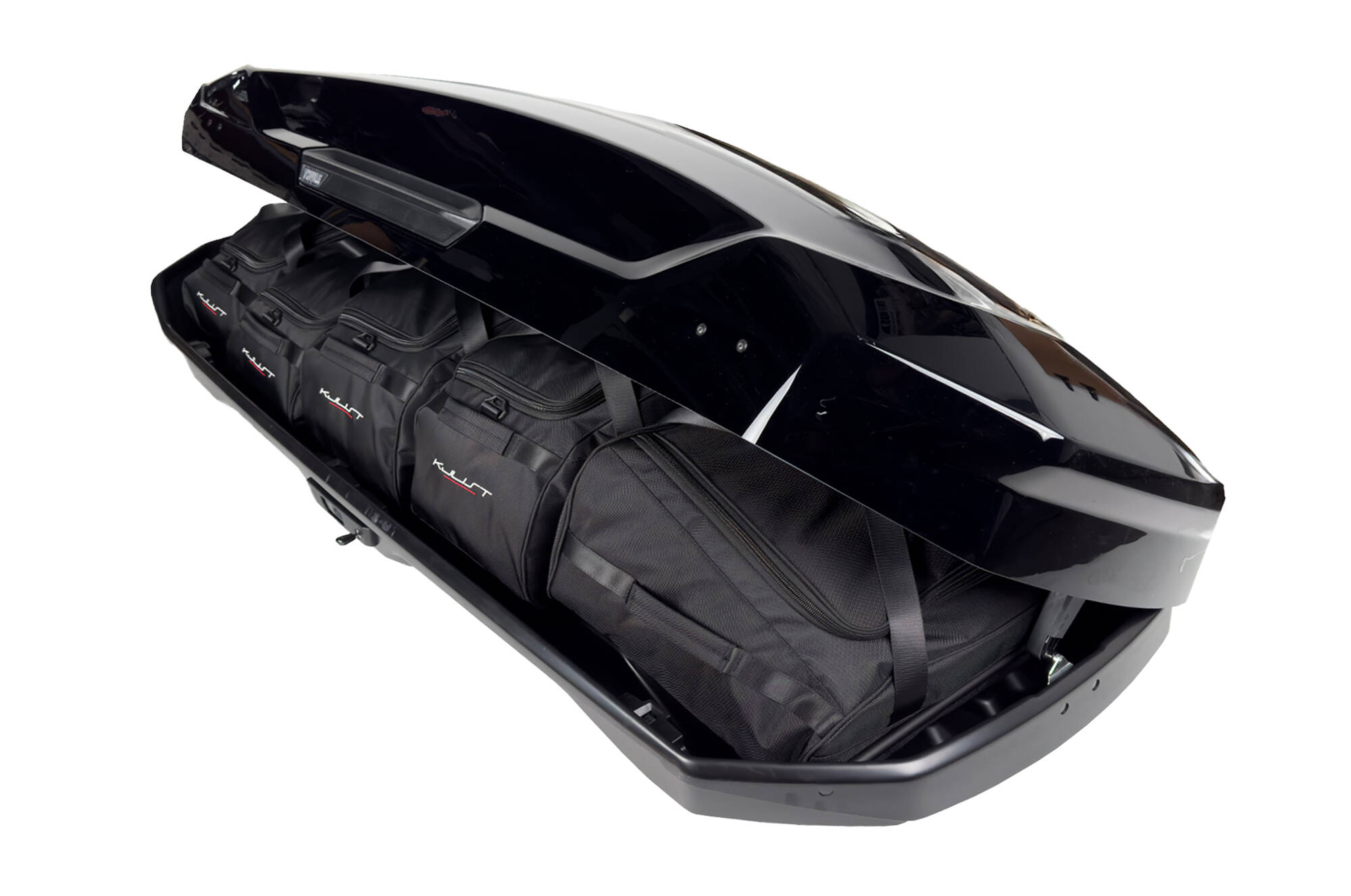 Torby KJUST do boksu dachowego Thule Motion 3 XL — torby ułożone w boksie