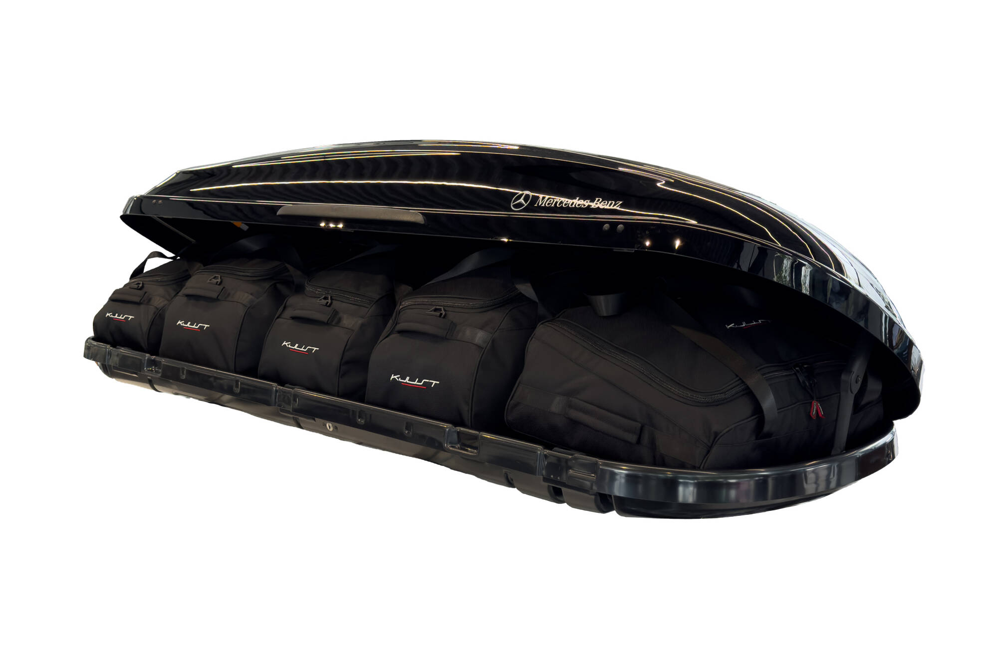 Torby KJUST do boksu dachowego Mercedes-Benz A0008401200 450L — torby ułożone w boksie