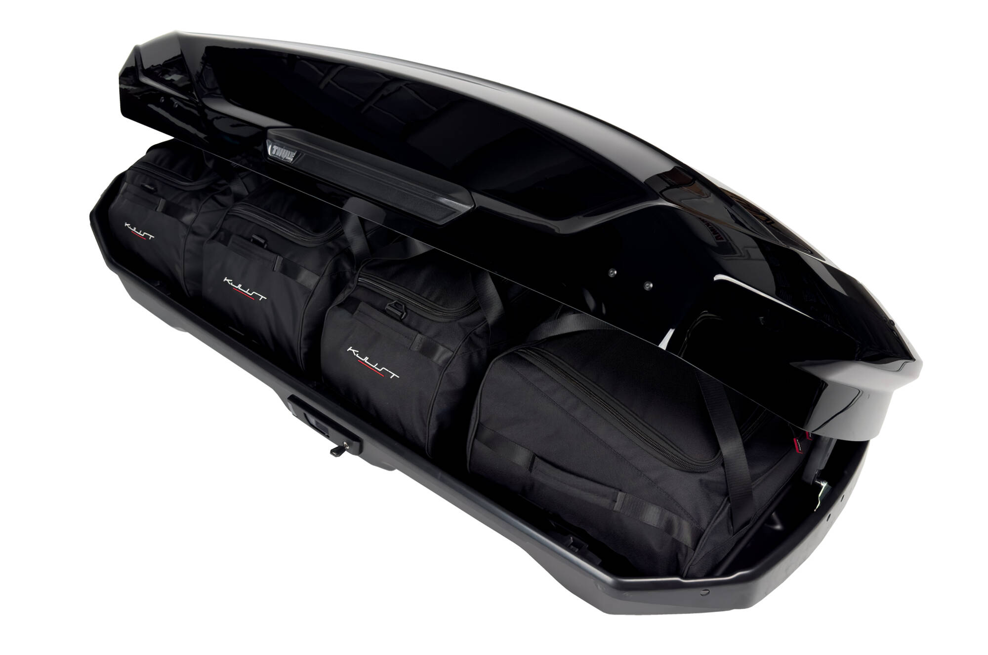 Torby KJUST do boksu dachowego Thule Motion 3 L — torby ułożone w boksie