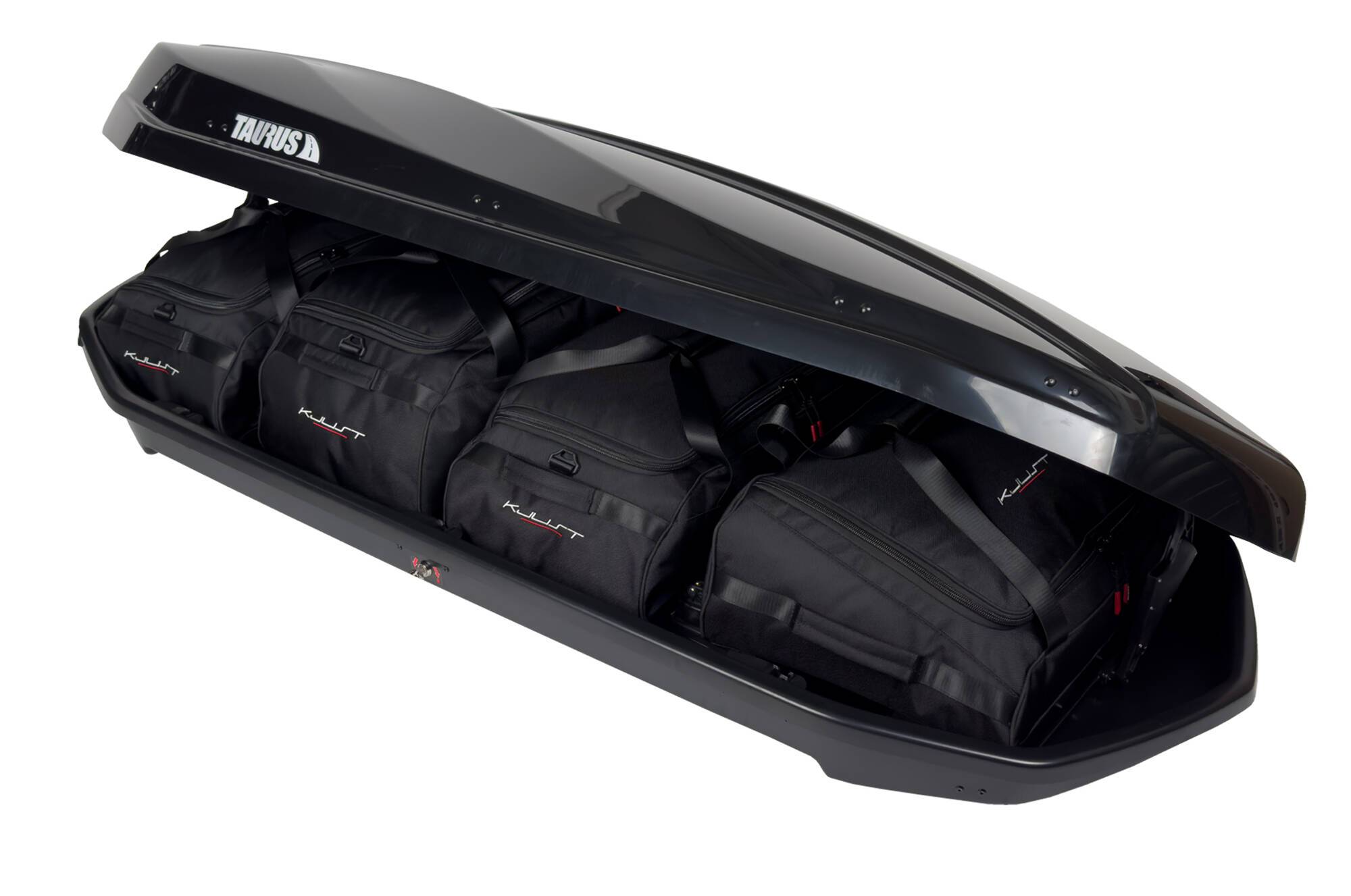 Torby KJUST do boksu dachowego Taurus Strike 440 — torby ułożone w boksie