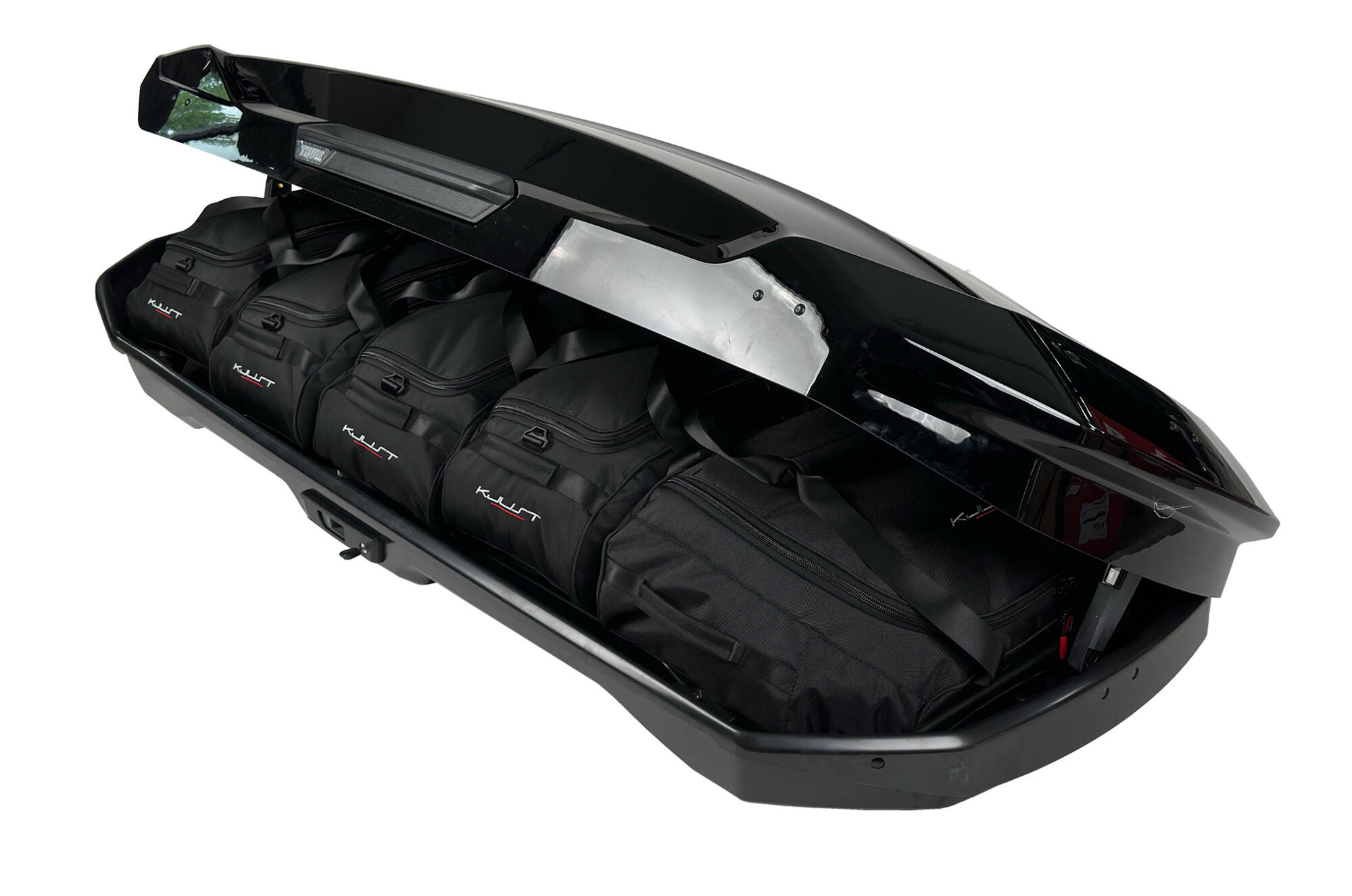 Torby KJUST do boksu dachowego Thule Motion 3 XL LOW — torby ułożone w boksie