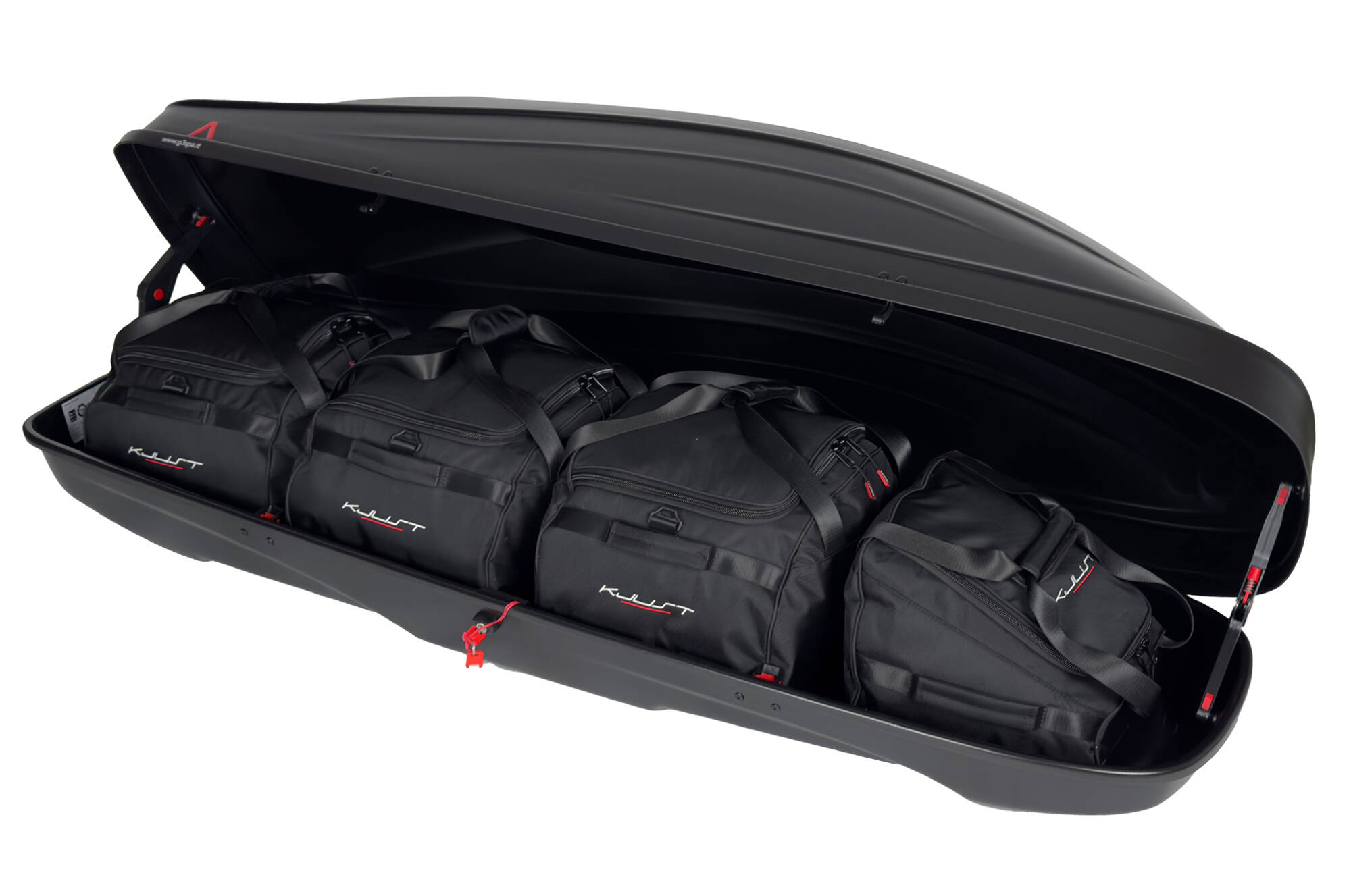 Torby KJUST do boksu dachowego G3 Spark 420 — torby ułożone w boksie