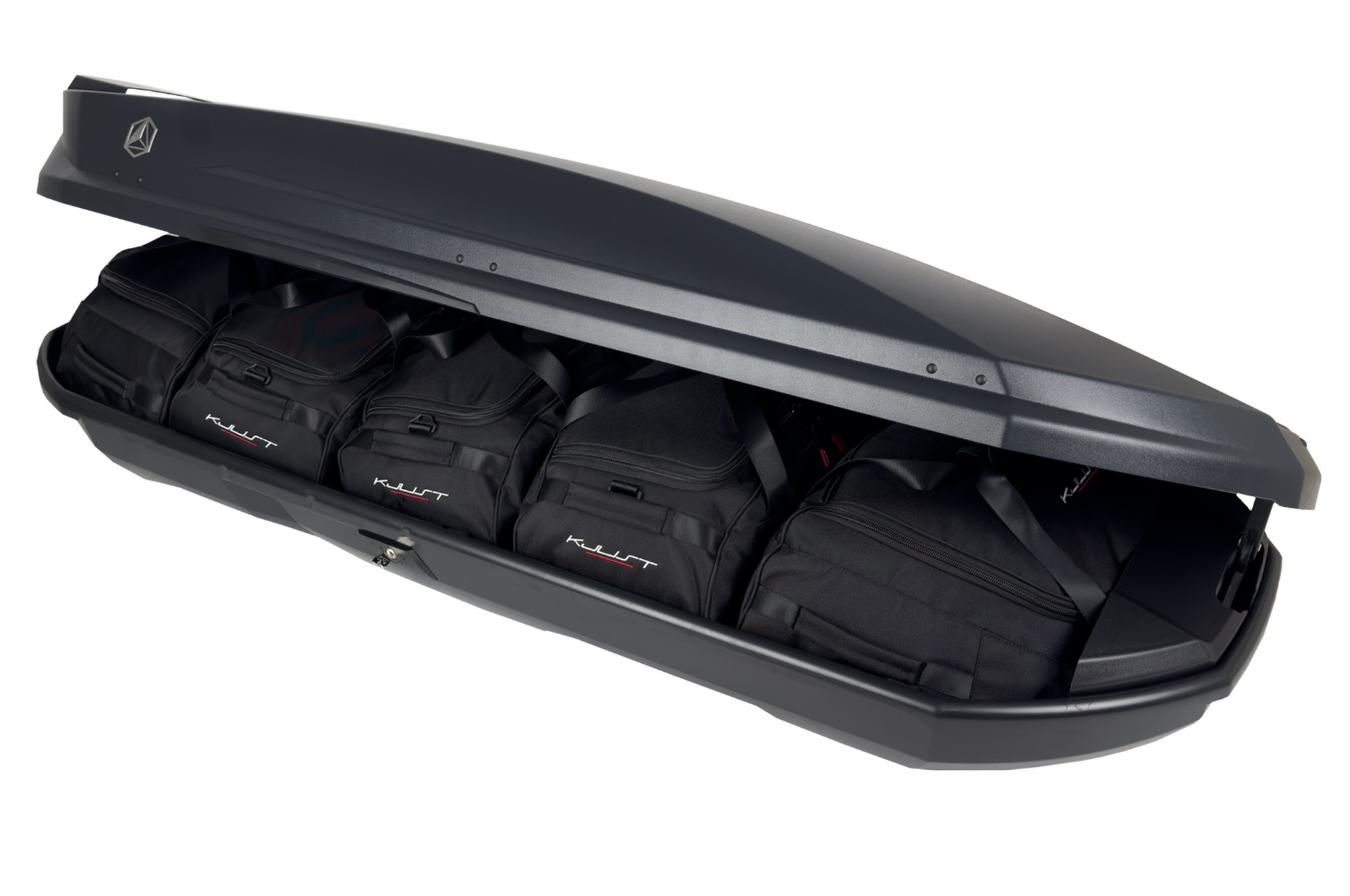 Torby KJUST do boksu dachowego Northline Ecospace XL — torby ułożone w boksie
