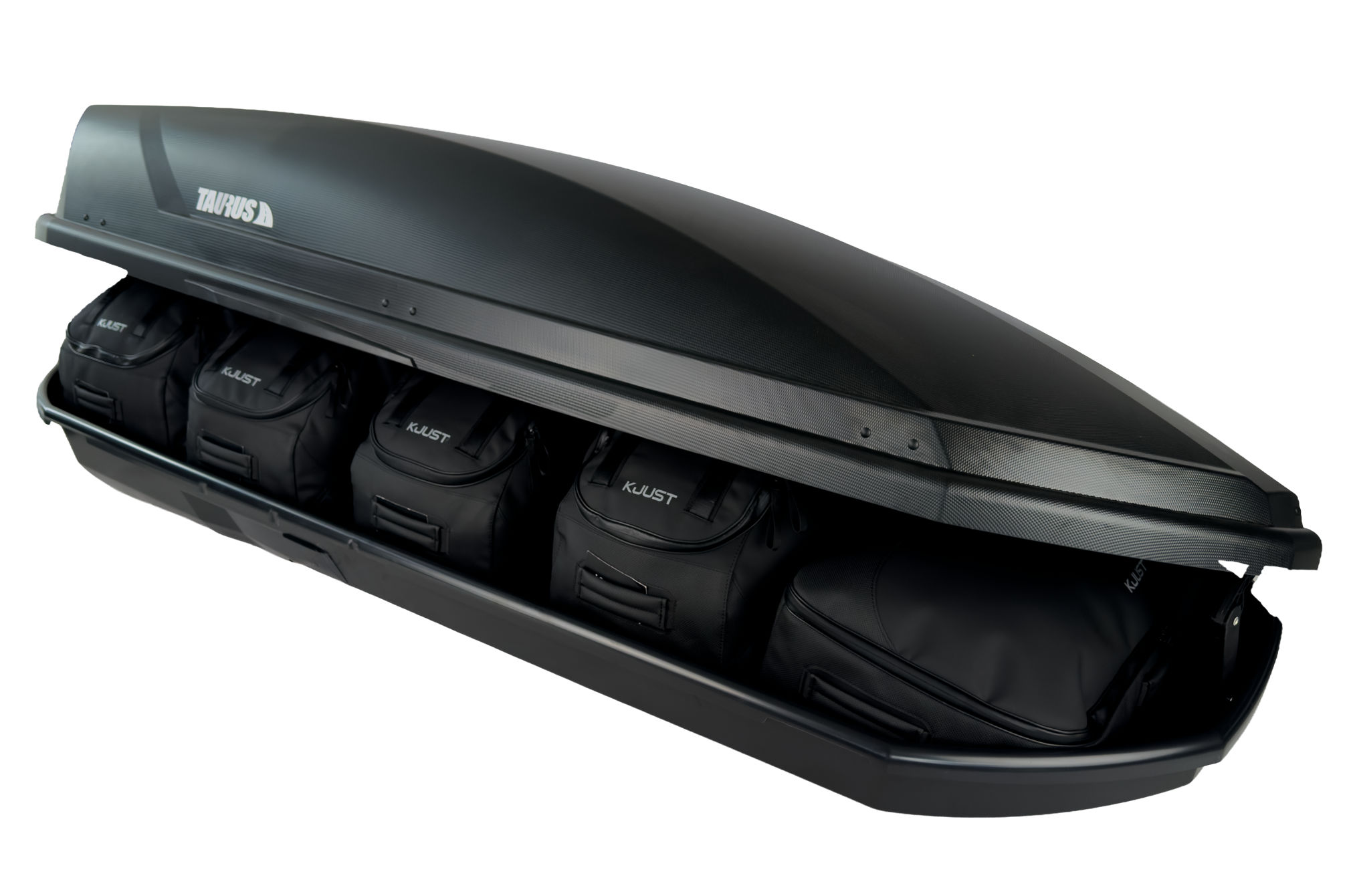 Torby KJUST PRO do boksu dachowego Hapro Trivor 640 — torby ułożone w boksie