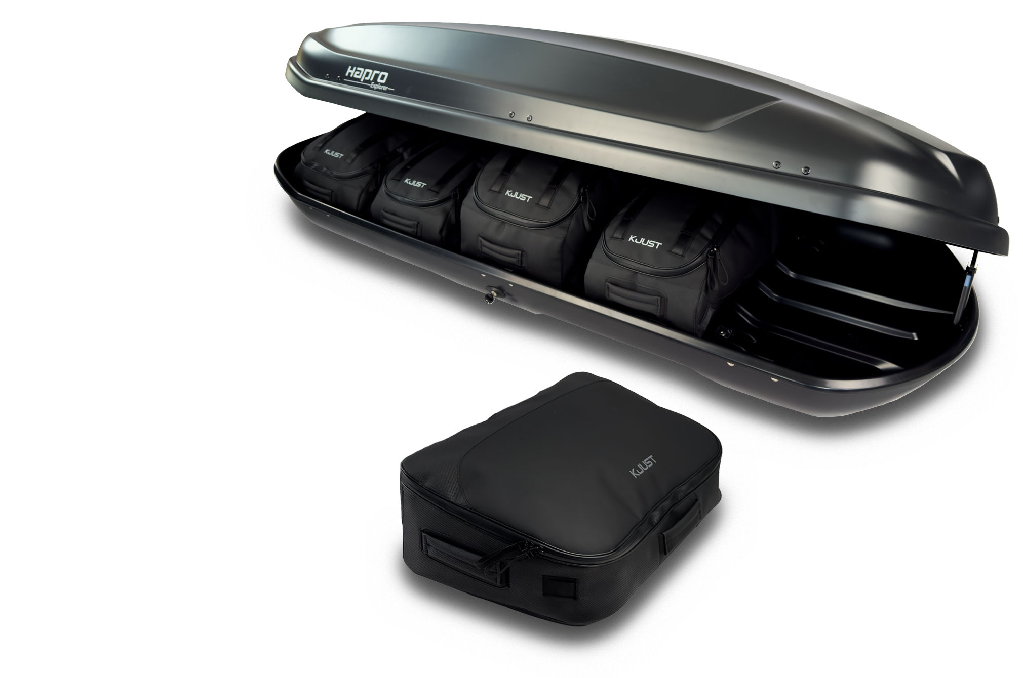 Torby KJUST PRO do boksu dachowego Hapro Explorer 500 — torba czołowa