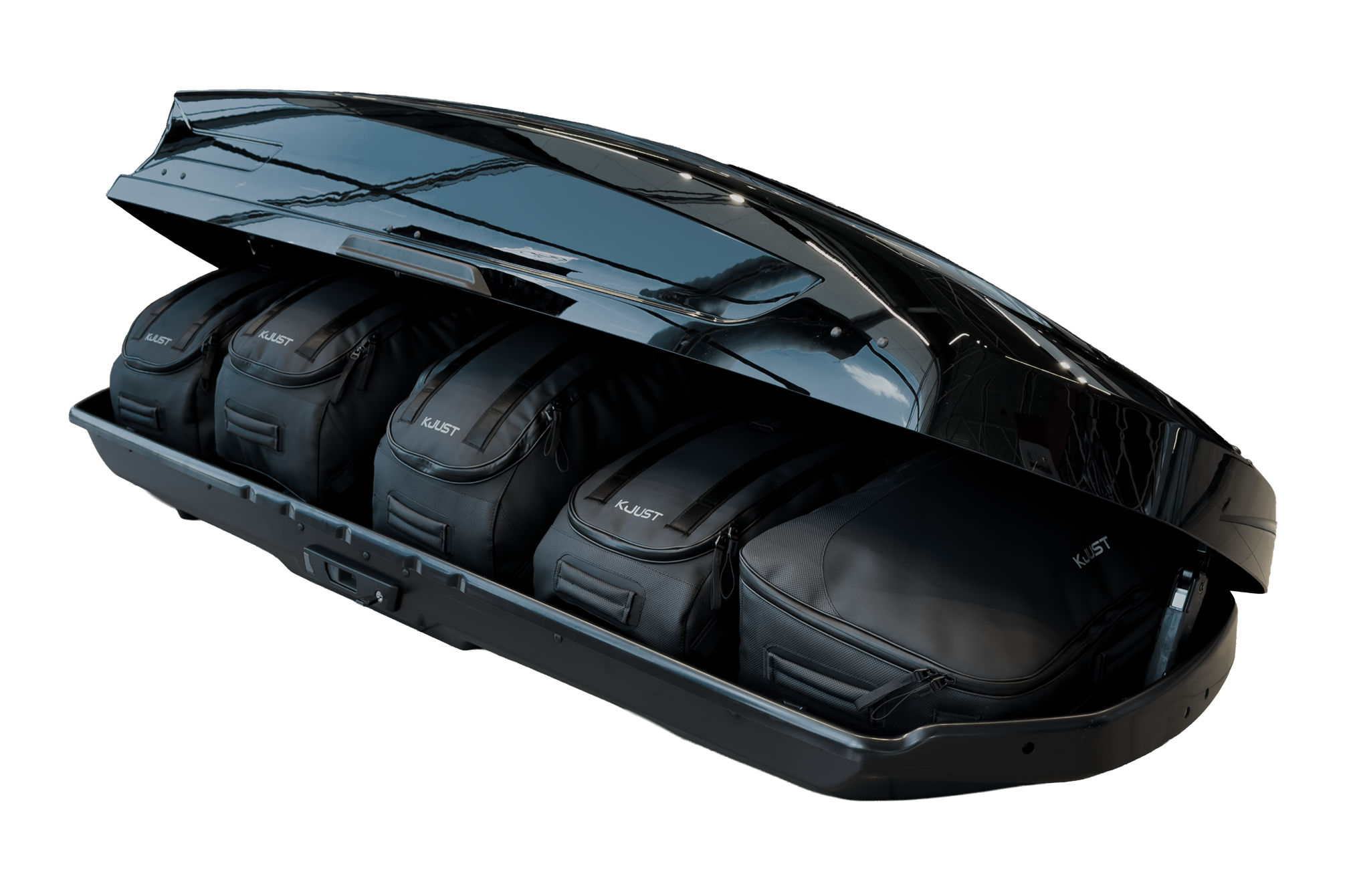 Torby KJUST PRO do boksu dachowego Toyota XL PW308-00015 510L — torby ułożone w boksie