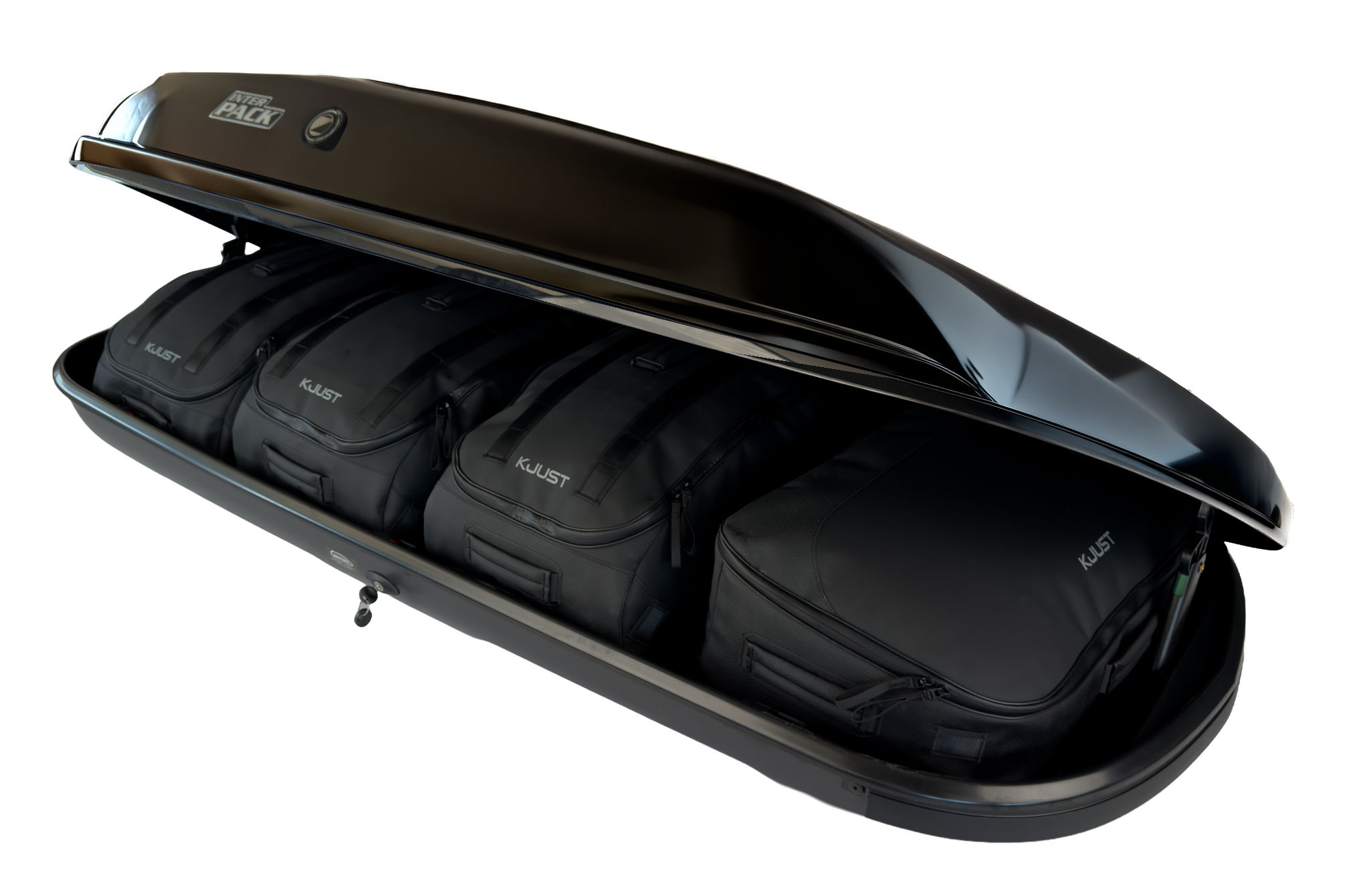 Torby KJUST PRO do boksu dachowego Hapro Zenith 6.6 — torby ułożone w boksie