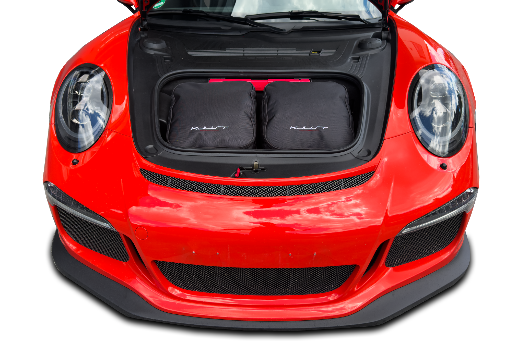 Torby KJUST FRUNK do Porsche 911 992 — zestaw ułożony w bagażniku