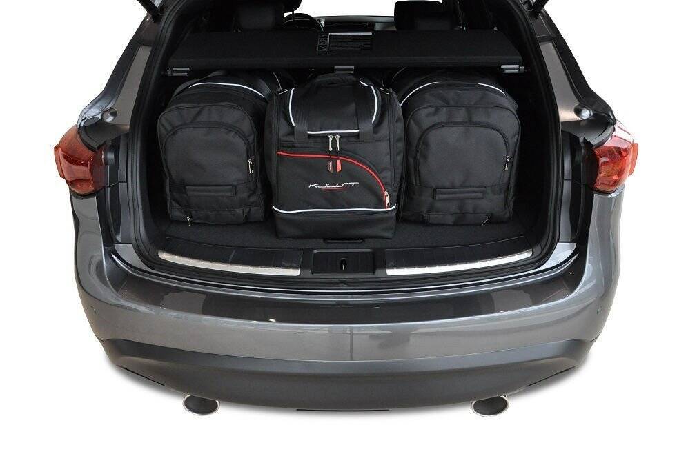 Torby KJUST SPORT do Infiniti QX70 I (S51) — zestaw ułożony w bagażniku