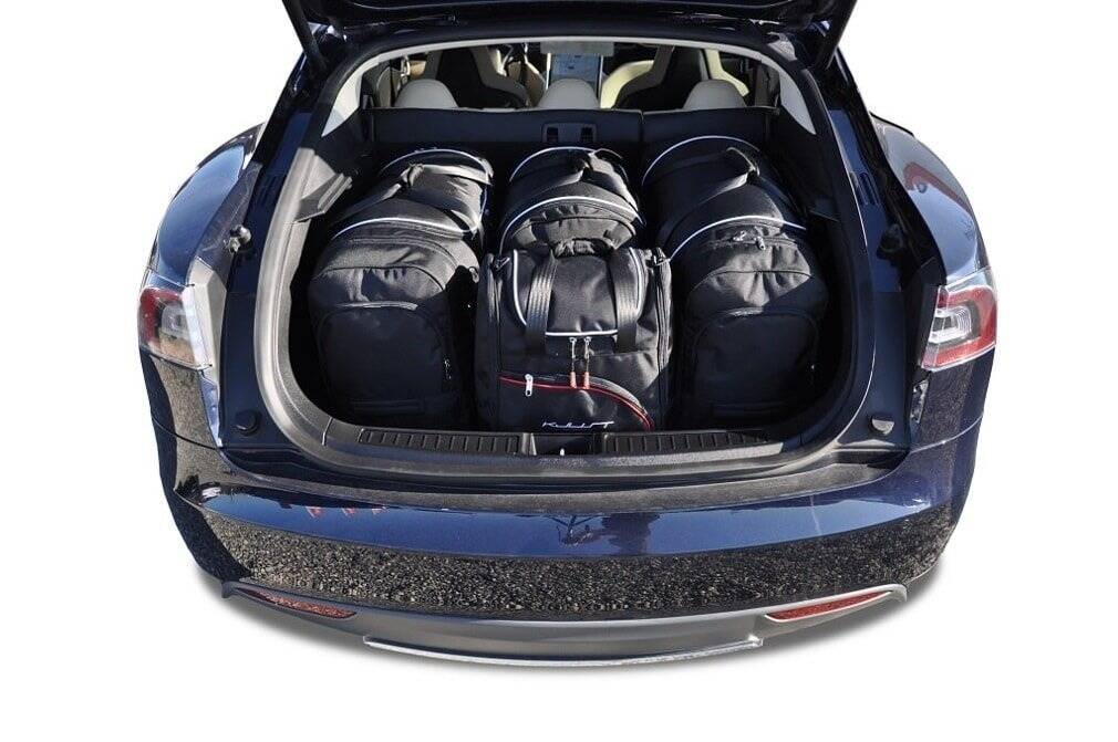 Torby KJUST SPORT do Tesla Model S I (5YJS) — zestaw ułożony w bagażniku