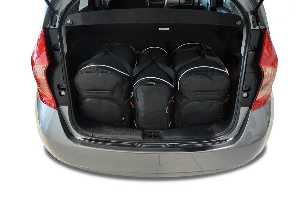 Torby KJUST SPORT do Nissan Note II (E12) — zestaw ułożony w bagażniku