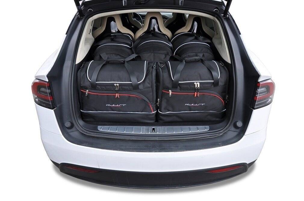 Torby KJUST SPORT do Tesla Model X I (5YJX) — zestaw ułożony w bagażniku