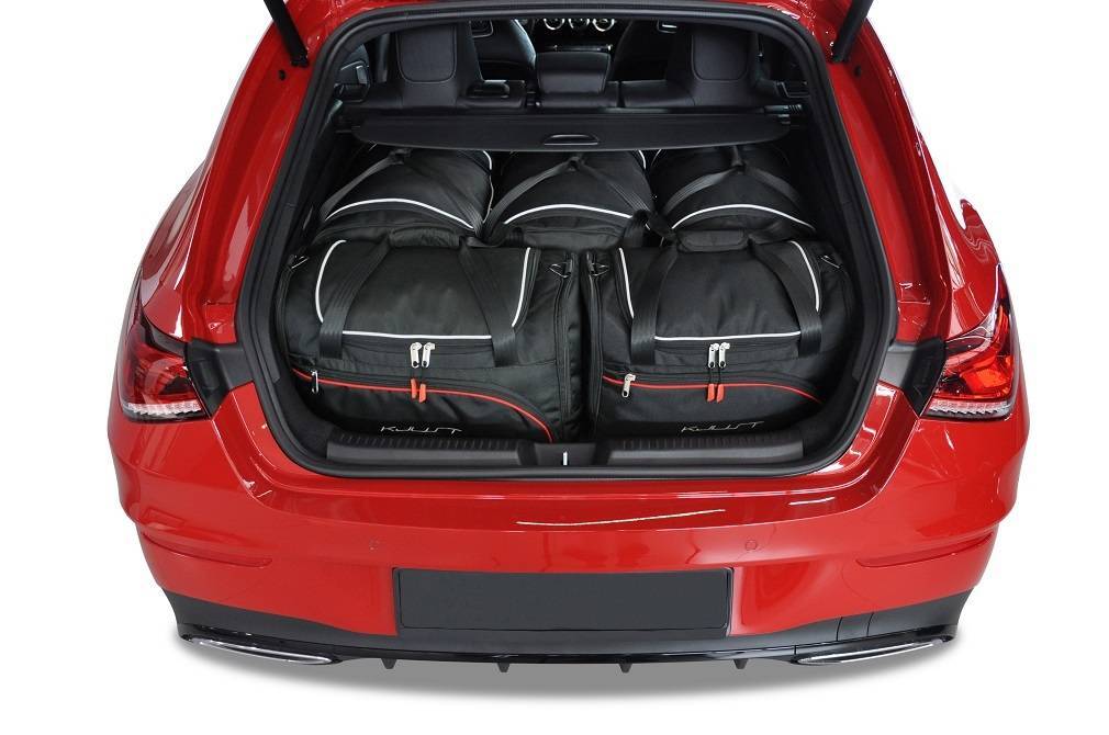 Torby KJUST SPORT do Mercedes-Benz CLA Shooting Brake Plug-In Hybrid X118 — zestaw ułożony w bagażniku