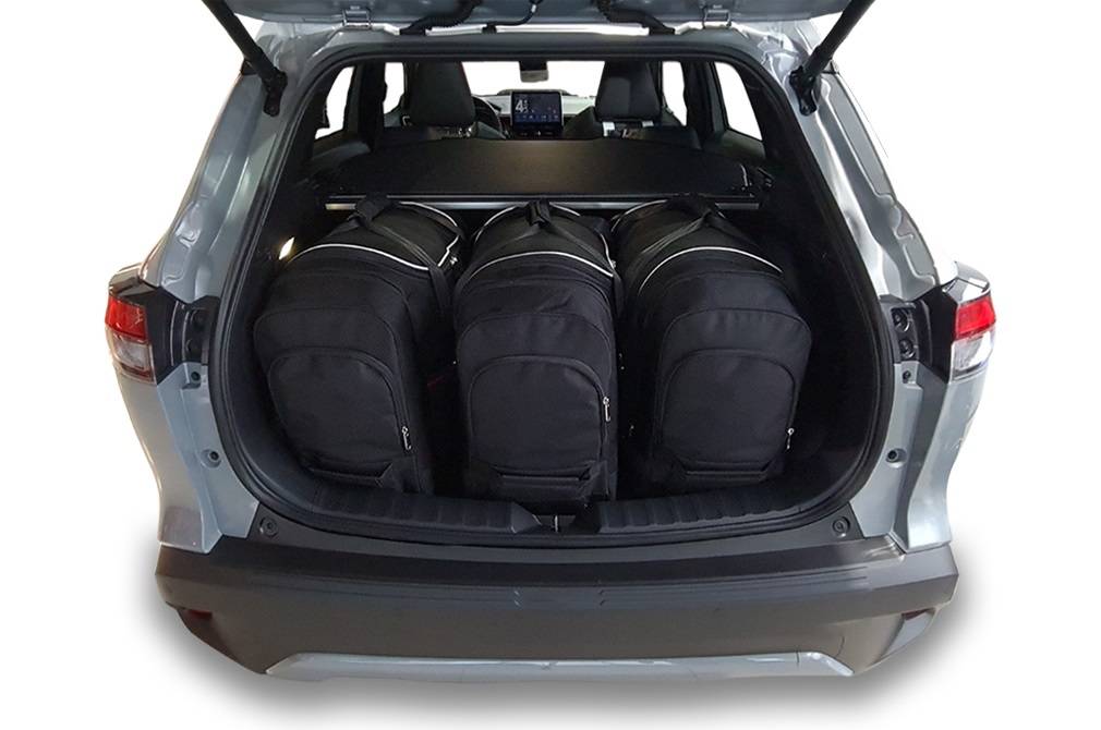 Torby KJUST TROLLEY do Toyota Corolla Cross Hybrid XG10 — zestaw ułożony w bagażniku