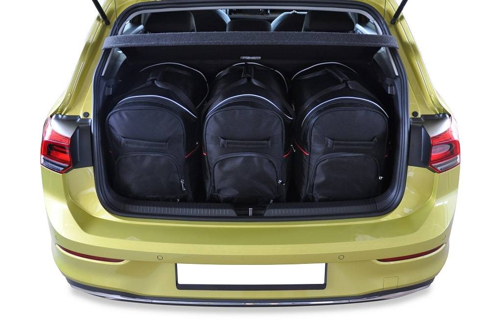 Torby KJUST TROLLEY do Volkswagen Golf GTE Hatchback Plug-in Hybrid VIII — zestaw ułożony w bagażniku