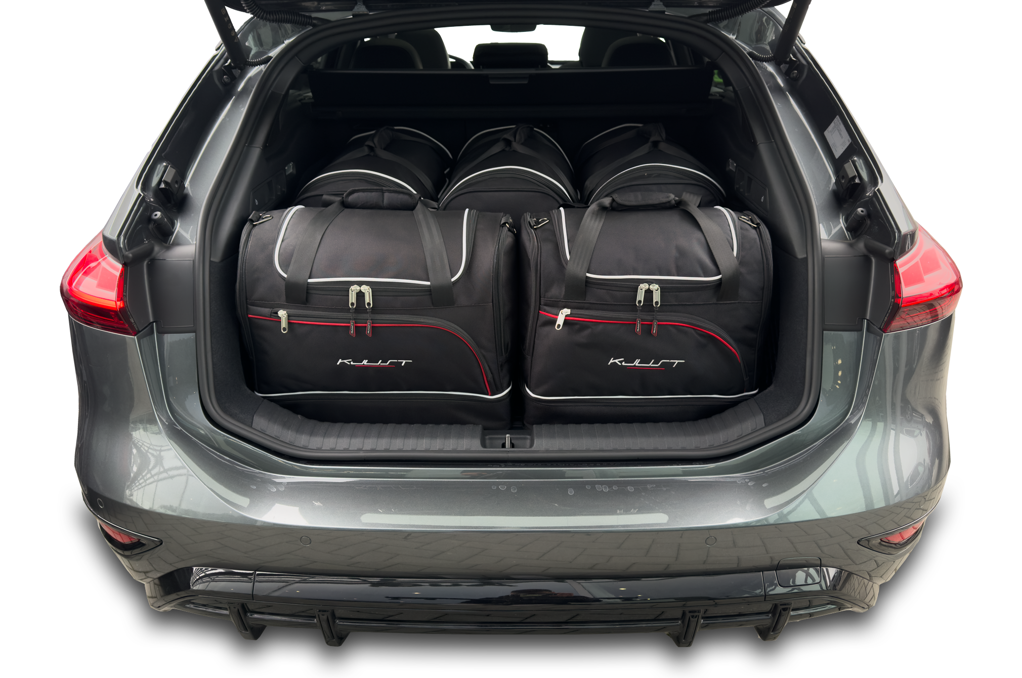 Torby KJUST AERO do Audi A6 / S6 e-tron Avant I — zestaw ułożony w bagażniku