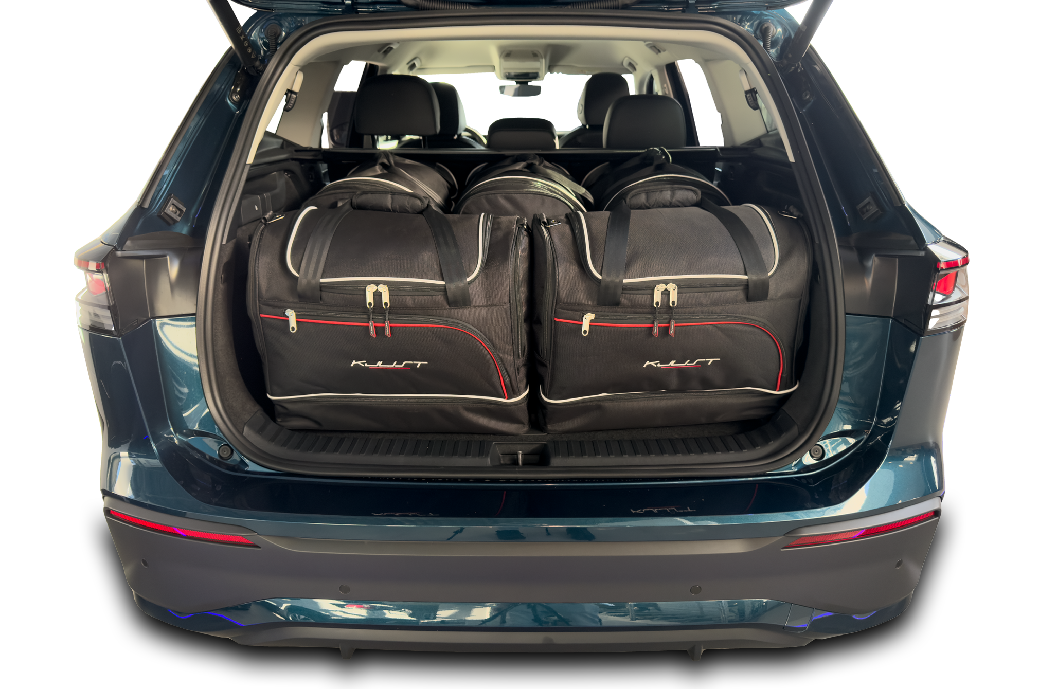 Torby KJUST SPORT do Volkswagen Tayron Mild-Hybrid II — zestaw ułożony w bagażniku