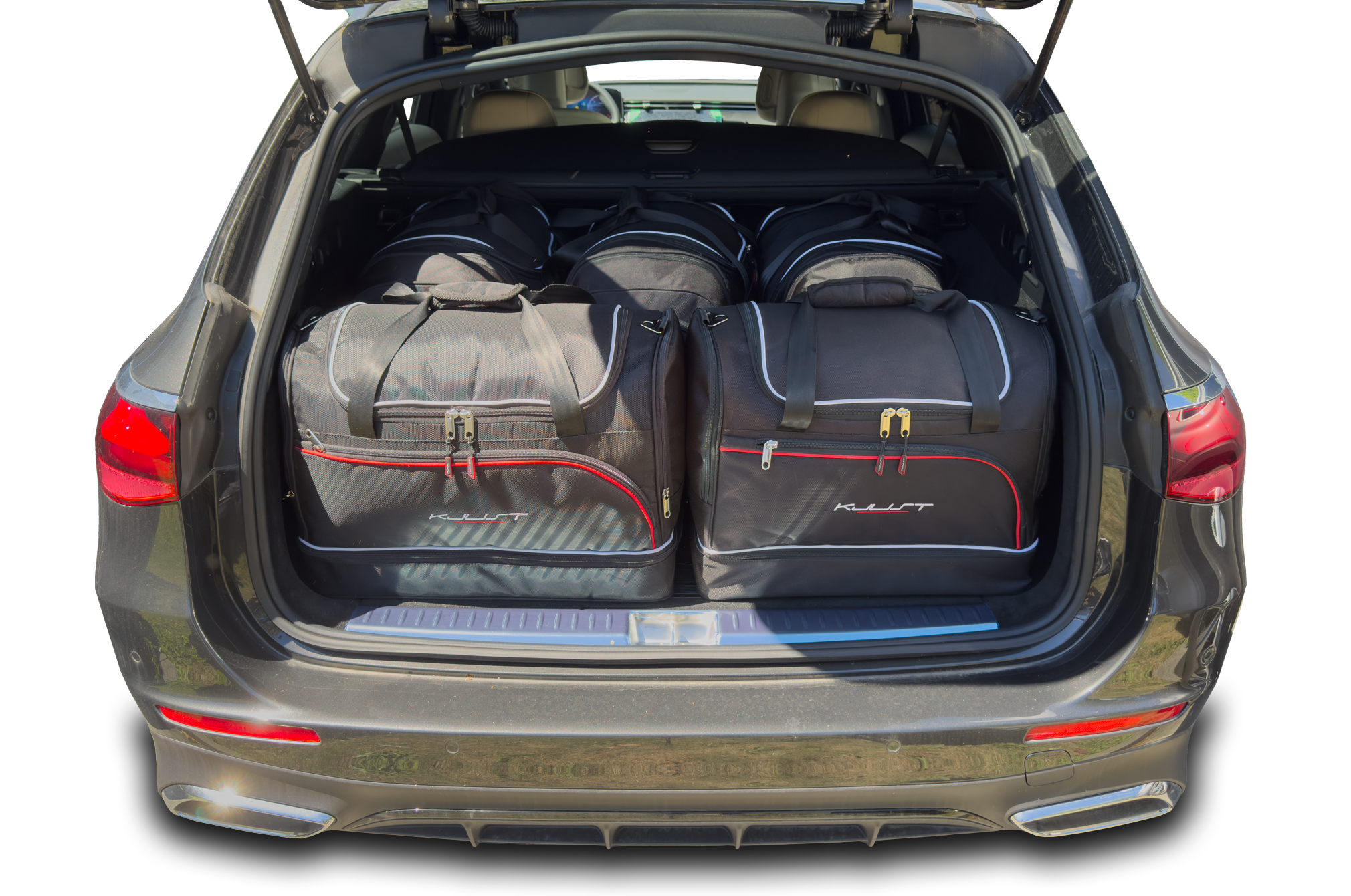 Torby KJUST SPORT do Mercedes-Benz E Estate / All-Terrain S214 — zestaw ułożony w bagażniku