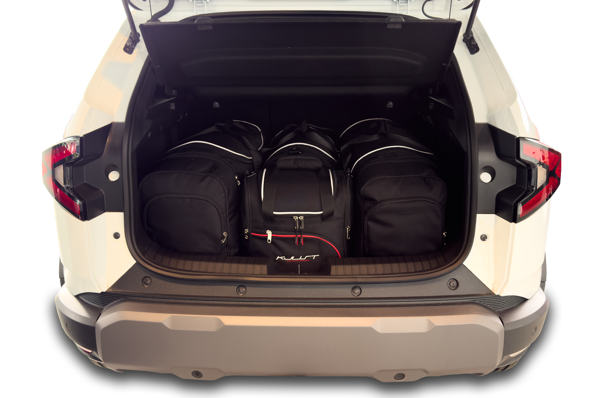 Torby KJUST AERO do Dacia Duster LPG III — zestaw ułożony w bagażniku