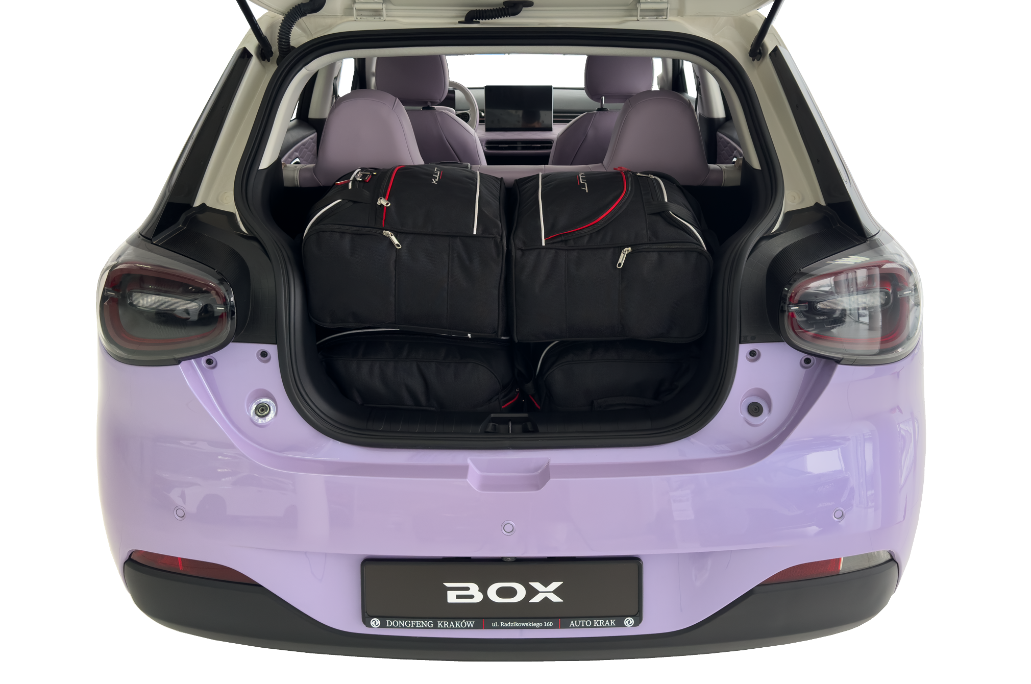 Torby KJUST AERO do Dongfeng Box Electric I — zestaw ułożony w bagażniku